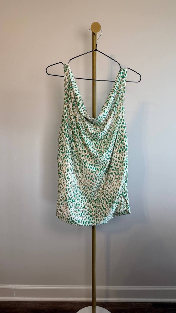 Anne Klein Animal Spot Cowl Neck Tank Tropical Multi XL NWT $69