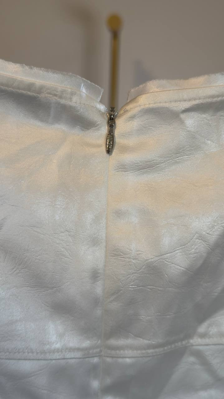 DKNY Crackle Woven Crewneck Short Sleeve Blouse Ivory XL NWT $79