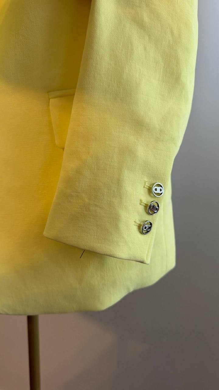 DKNY Women’s Notch Collar One Button Long Sleeve Jacket Yellow Size 14 NWOT $169