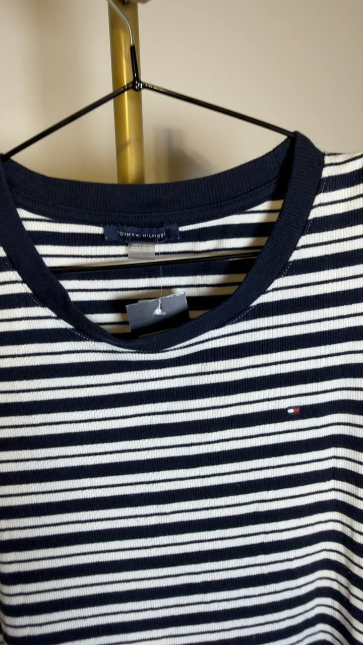 Tommy Hilfiger Ribbed Sleeveless Slim Mini Bodycon Dress Black/Ecru 12 NWT $99