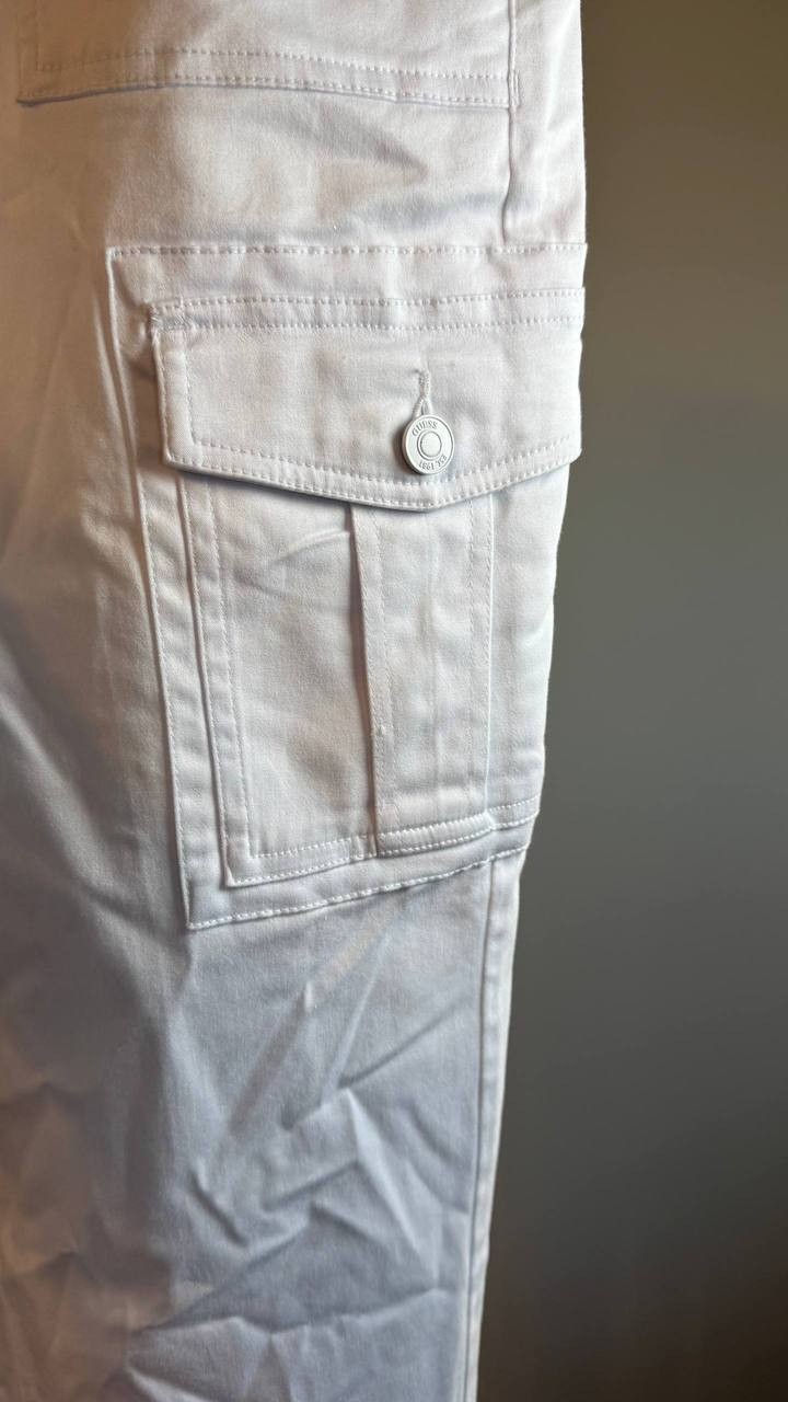 Guess Juno Cargo Joggers White 26x28 Super High Rise NWT $148
