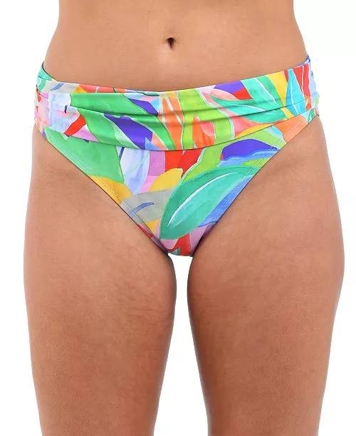 La Blanca Tropi-Flage Shirred Hipster Bikini Bottoms Multi 10 NWT $73
