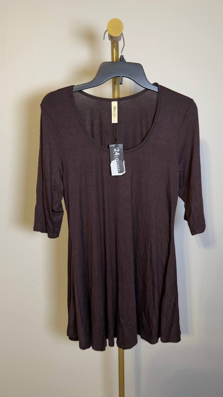 24seven Comfort Apparel Tunic Top Brown XL NWT $61