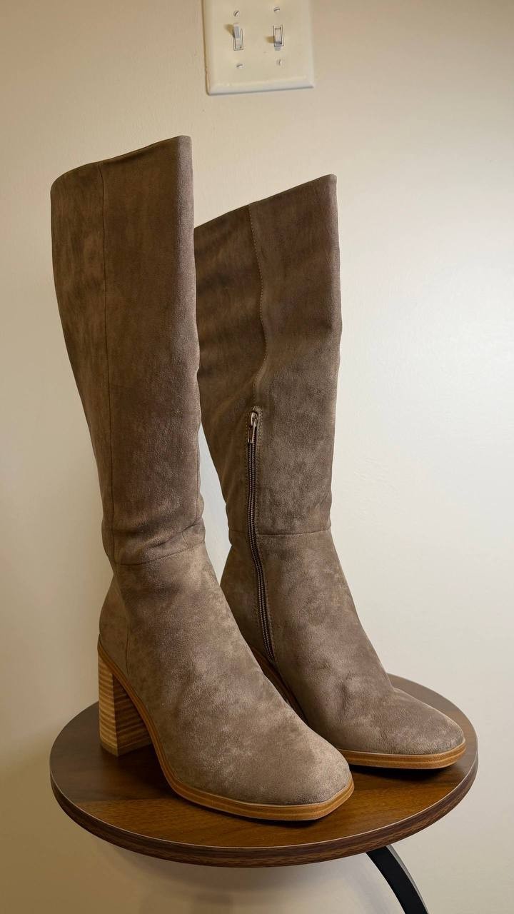 DV Dolce Vita Flapper Boots 7.5 Mushroom Fabric Knee‑High New Box msrp$89