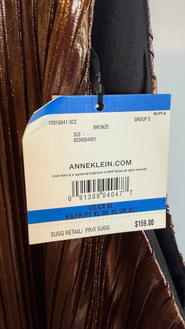 Anne Klein Women’s Metallic Mock Neck Halter Halter Dress Size XL NWT $159