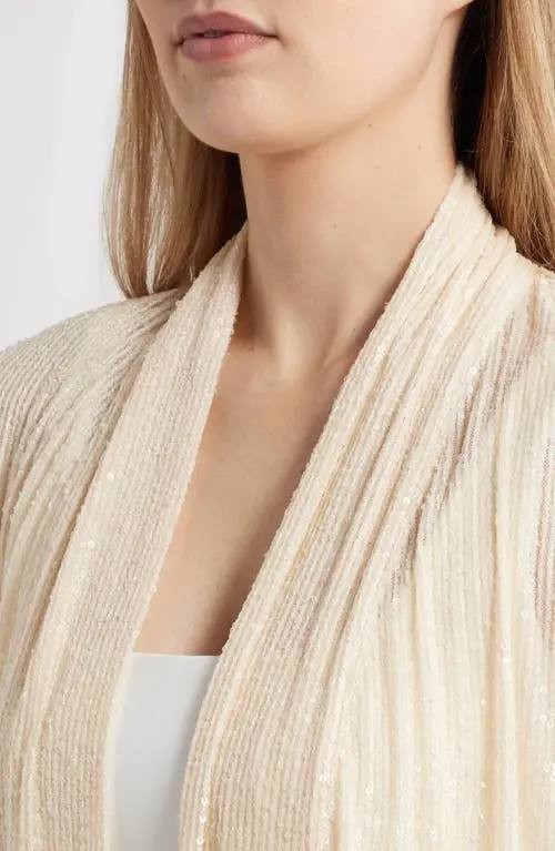 Anne Klein Sequin Draped Open-Front Cardigan Beige XL NWT $149