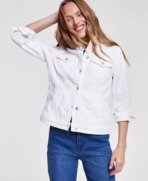 Gloria Vanderbilt Amanda Classic Denim Jacket Vintage White L NWT $75