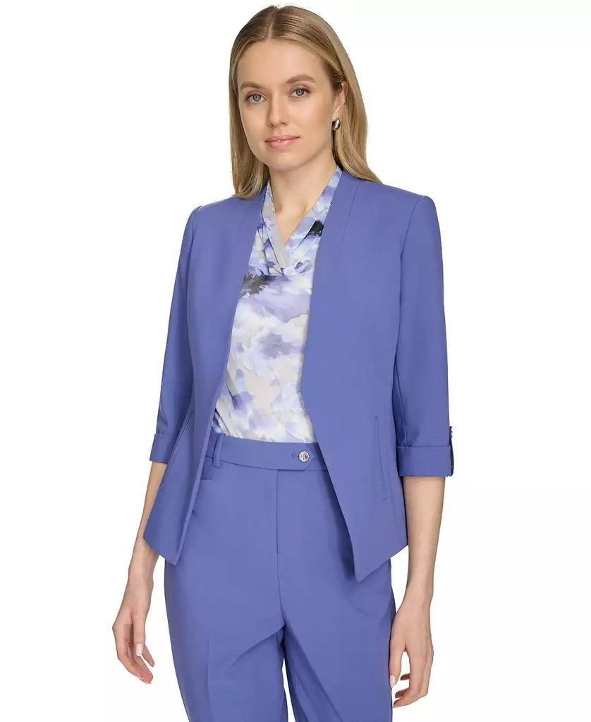 Calvin Klein Women’s Petite Stand‑Collar Open‑Front 3/4‑Sleeve Jacket (Size 2P,