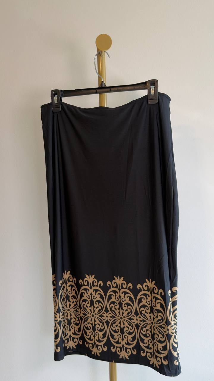 White Mark Printed Stretch Midi Pencil Skirt Brown XL NWT $56