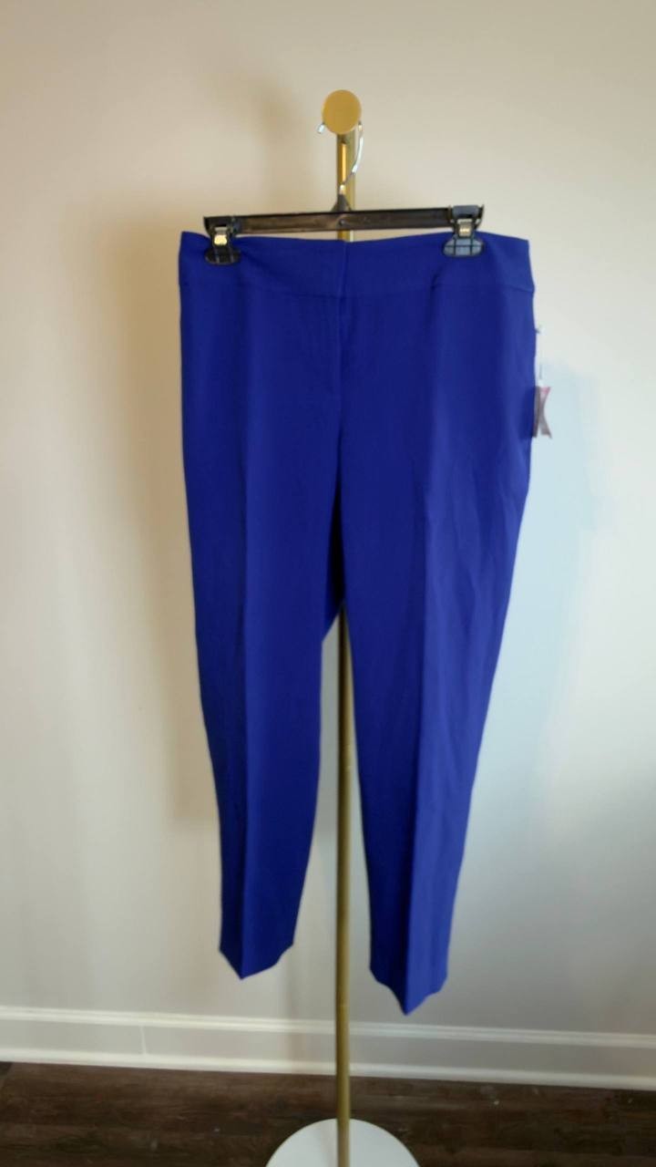 Kasper Petite Ava Straight Leg Stretch Crepe Pants Royal Signature 6P NWT $79