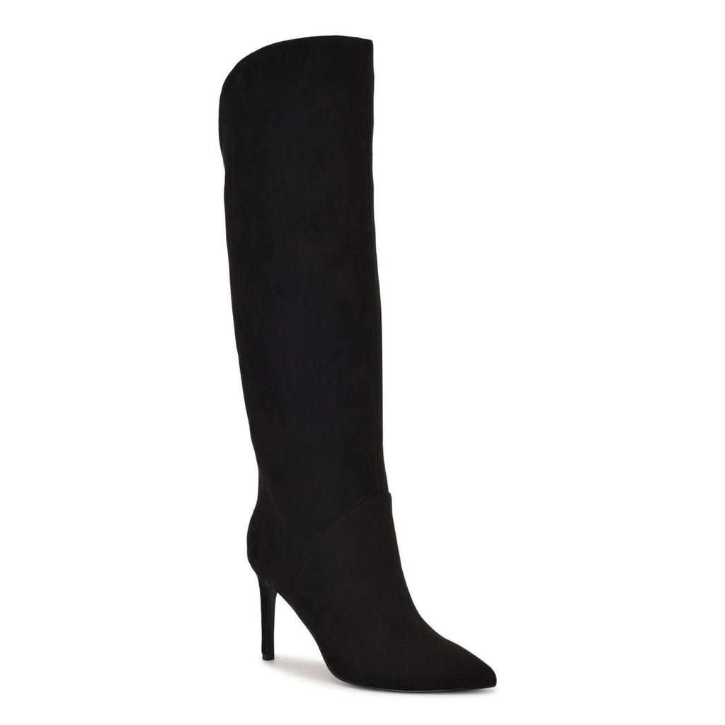 Nine West Razla Wide Calf Knee High Boots Black 7.5M Faux Suede $189 NWB