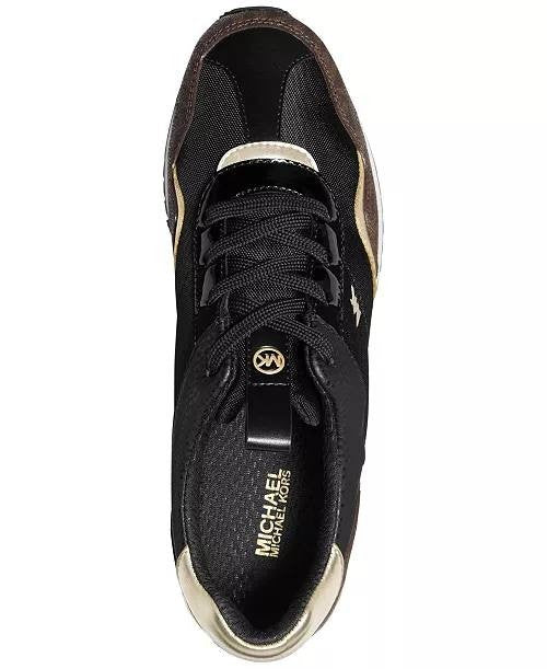 Michael Kors Raina Sneakers 11 Black/Brown Lace‑Up Almond Toe Trainer NIB $109