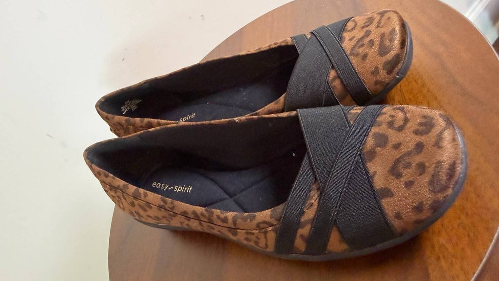 Easy Spirit Acasia Flats 8M Leopard Print Textile Slip‑On Lightweight NIBmsrp$69