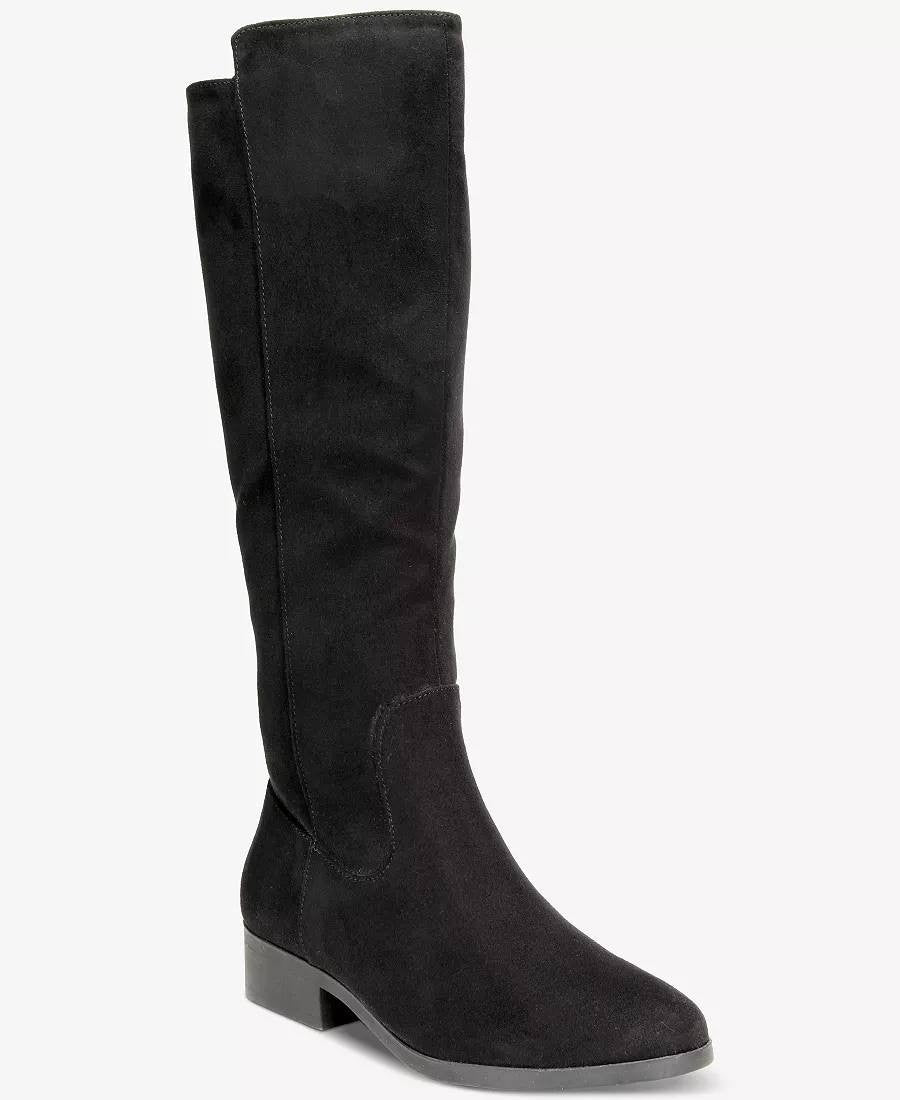 Style & Co Charmanee Tall Boots 8.5 Black Microfiber Fabric Zip NIB msrp$79.90
