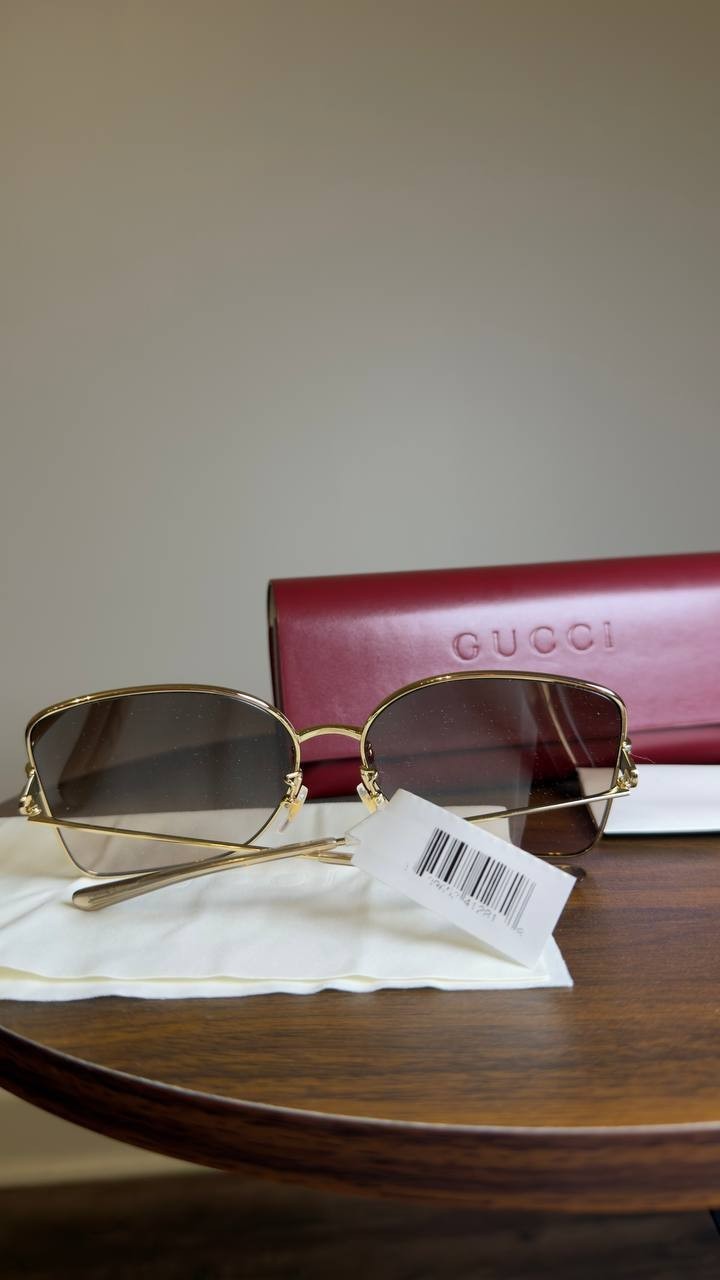 Gucci Women’s 62mm Oversized Square Sunglasses Gold Brown OS NWT $545