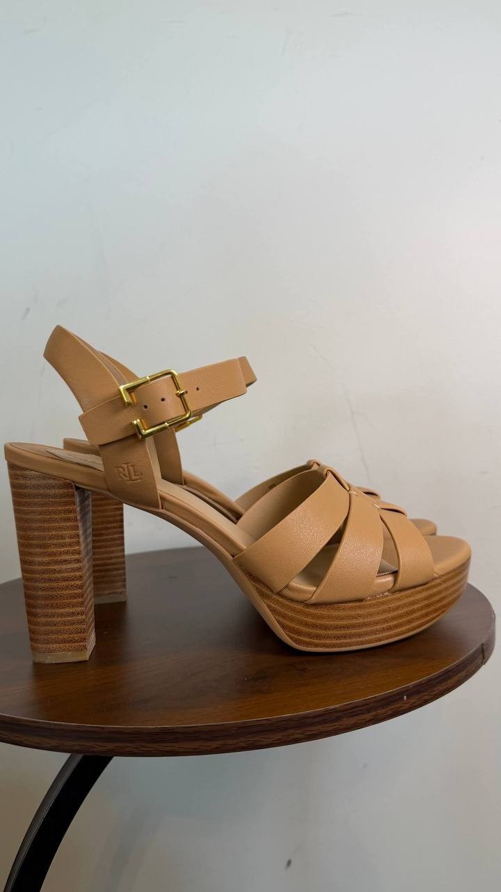 Lauren Ralph Lauren Soffia Women’s Sandals Buff 10B Leather $155 NWB