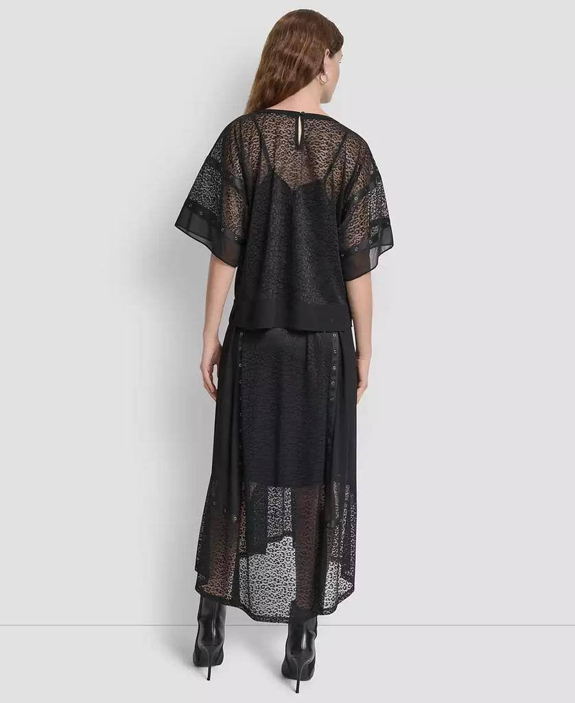 DKNY Leopard Mesh Short‑Sleeve Flowy Box Top – Size XL – NWOT – $109