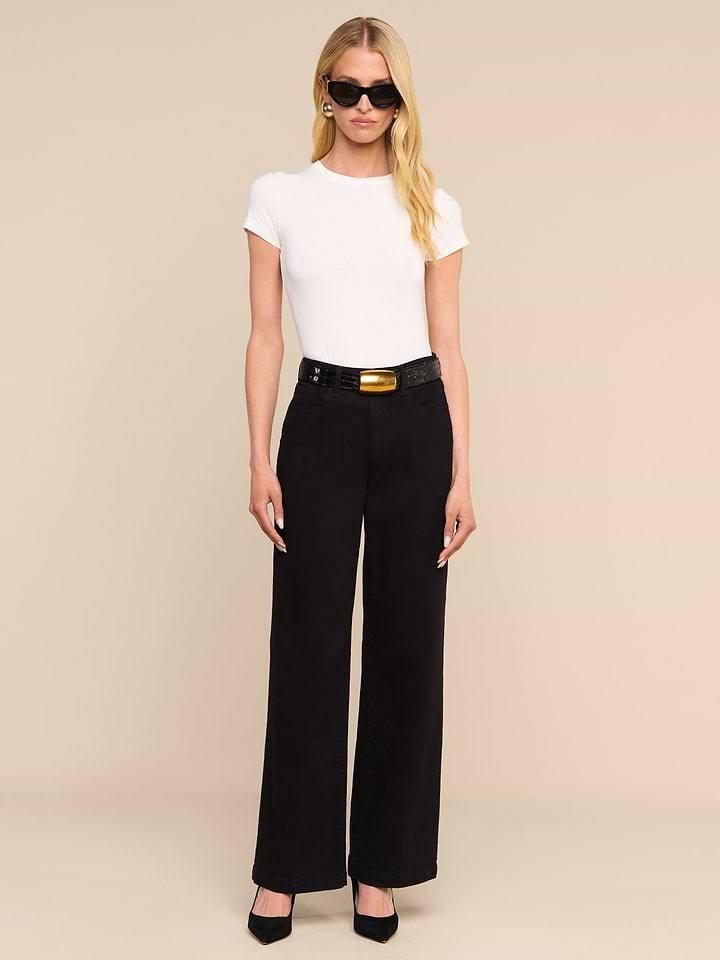 L’AGENCE Scottie Women’s High‑Rise Wide‑Leg Jeans Black 27 NWT $225