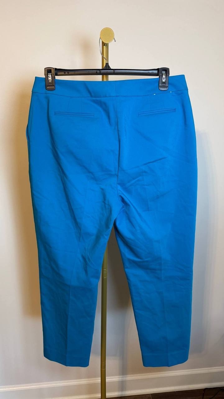 Calvin Klein Cotton-Blend Straight-Leg Pants Blue Size 14 Good preowned $99