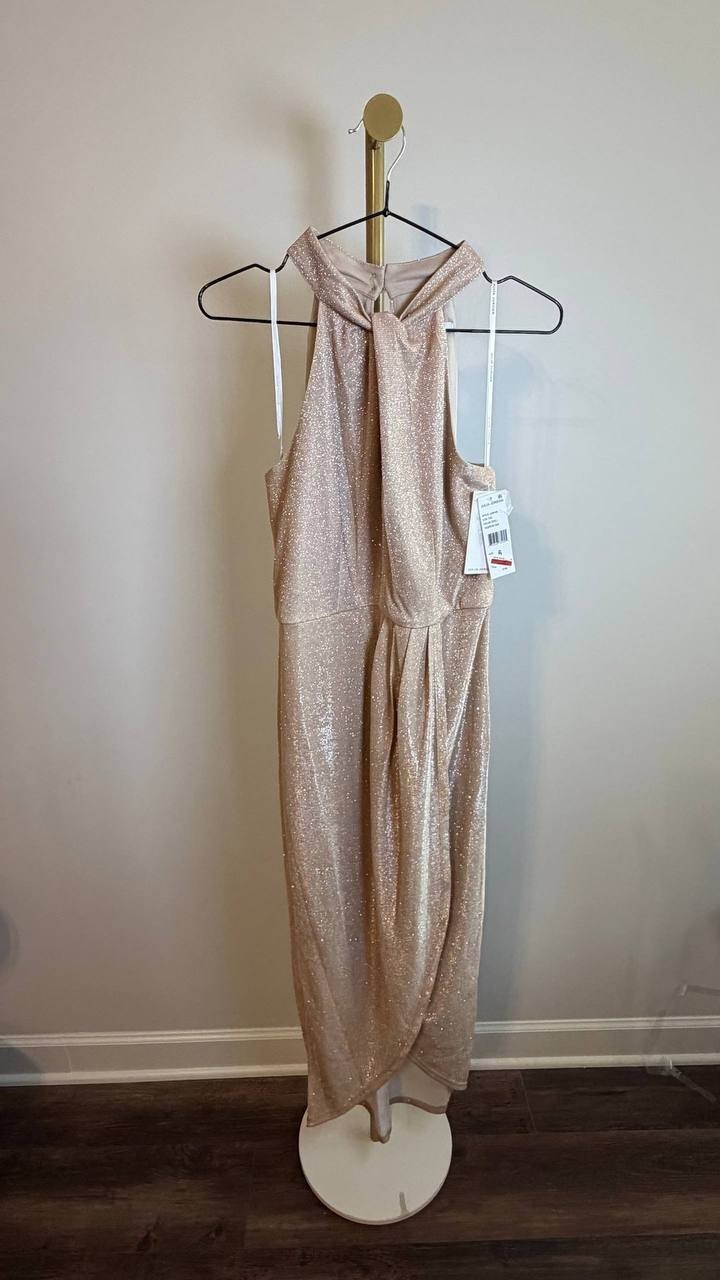 Julia Jordan Metallic Halter Neck Maxi Dress Size 6 NWT Elegant Party Wear