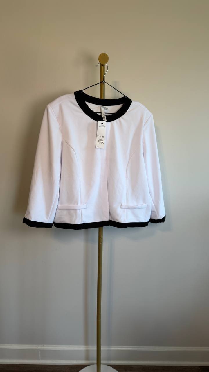 NY Collection Plus Size Colorblocked 2‑Piece Dress Set White 18W NWT $49