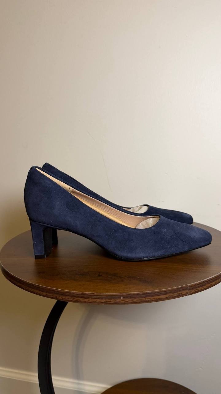 Rockport Dark Blue Suede Block Heel Pumps 6W NIB MSRP $130