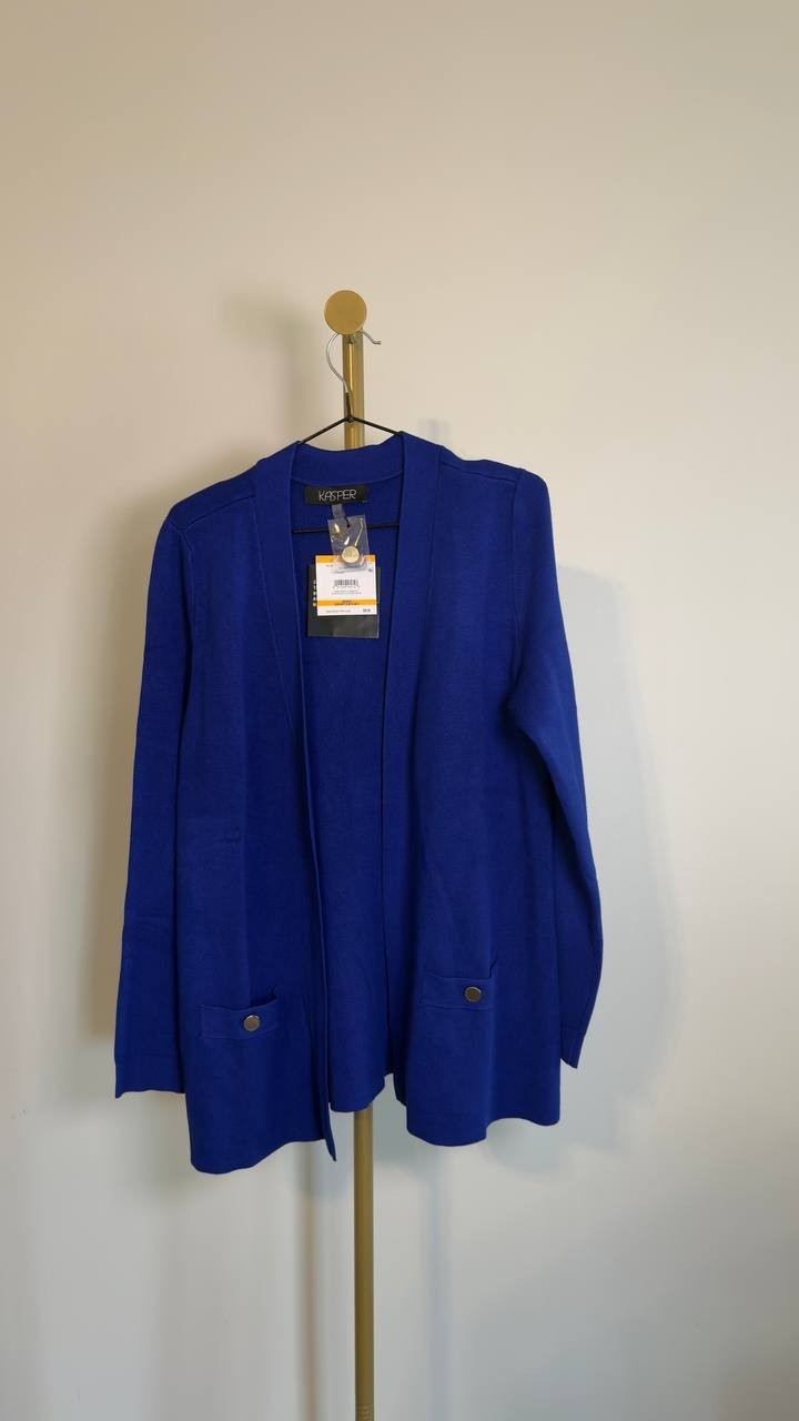 Kasper Open‑Front Blue Cardigan Size S NWT $99