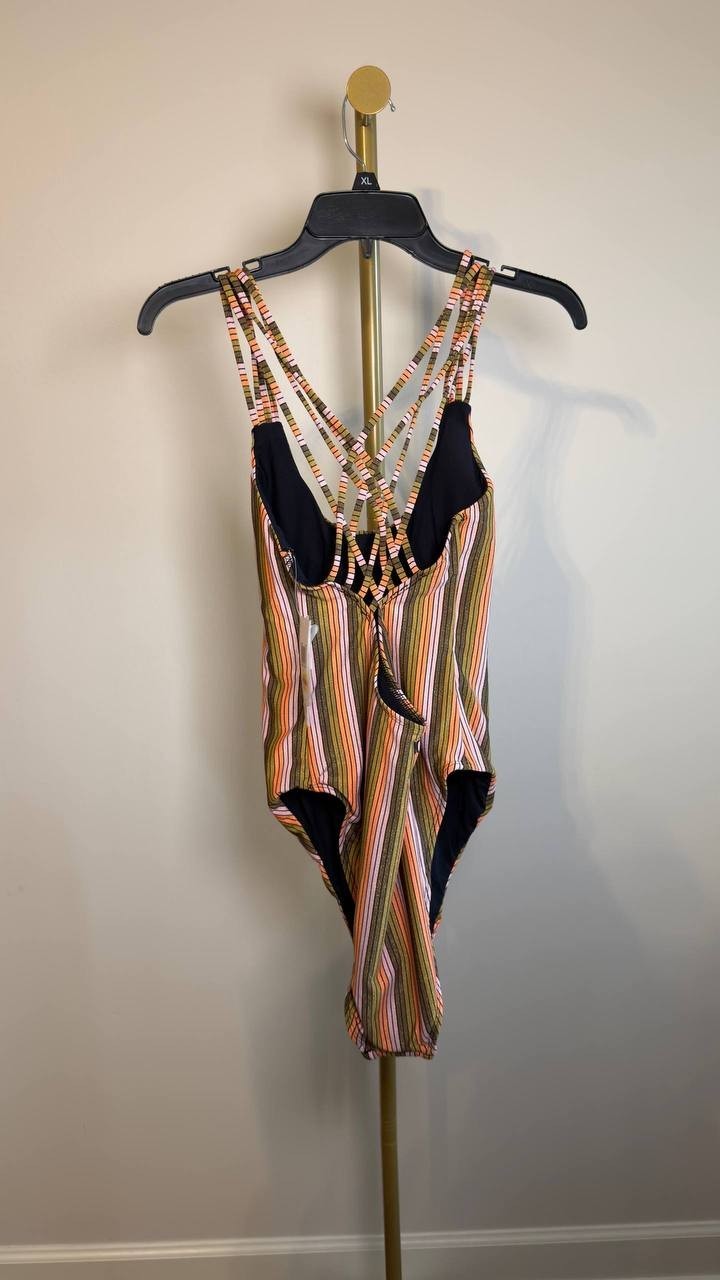 Hurley Sunset Shine Stripe Moderate Crossback One Piece XL NWT $90
