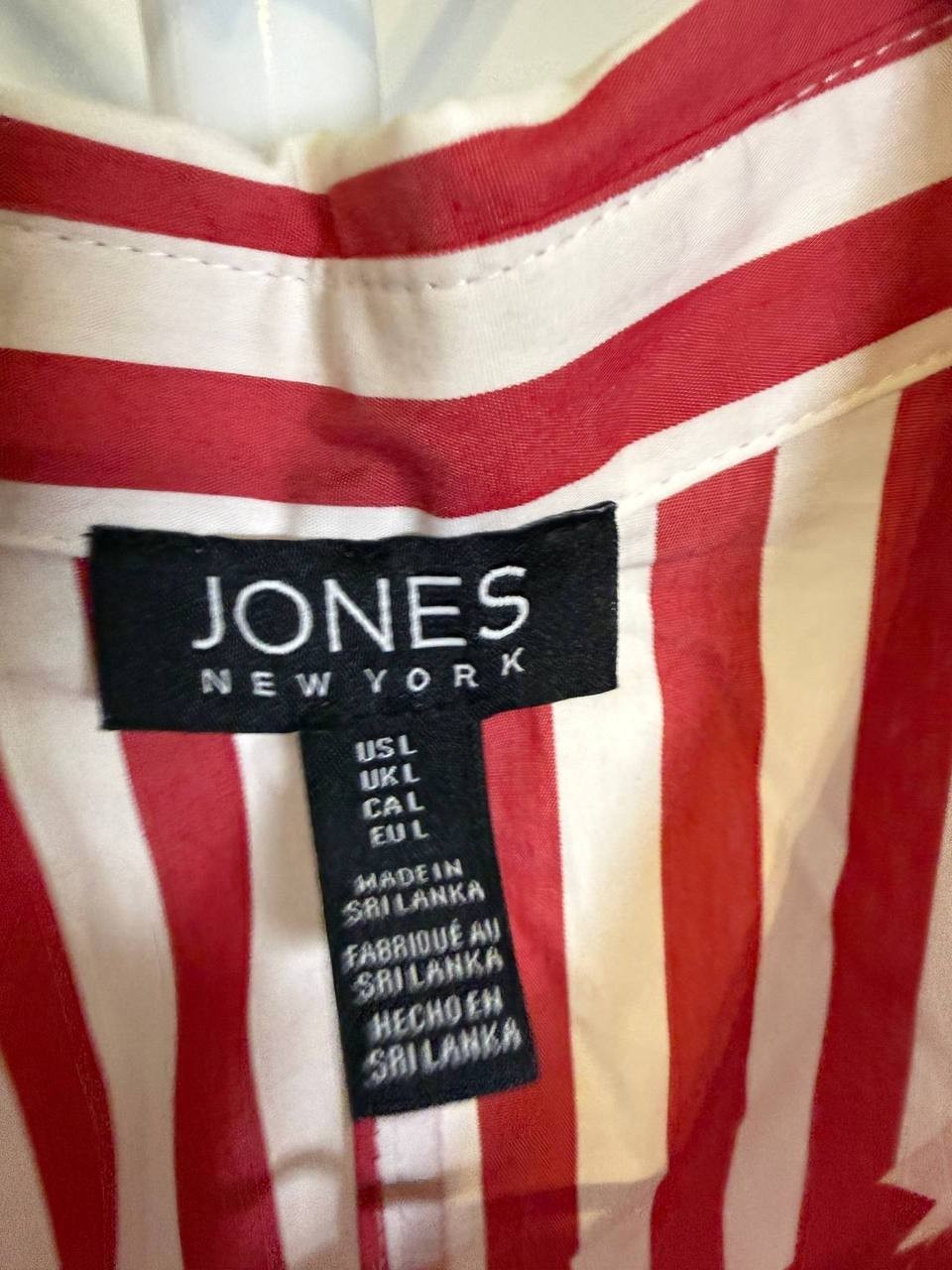 Jones New York Red Striped Midi Shirtdress – Size L – NWT – $119.50
