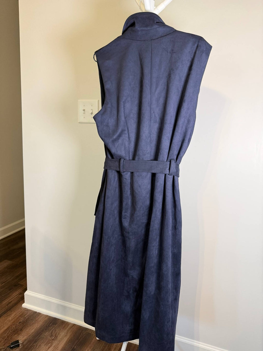 Julia Jordan Faux‑Suede Sash‑Belt Notch‑Lapel Dress – Navy – NWT – Sizes 2–16