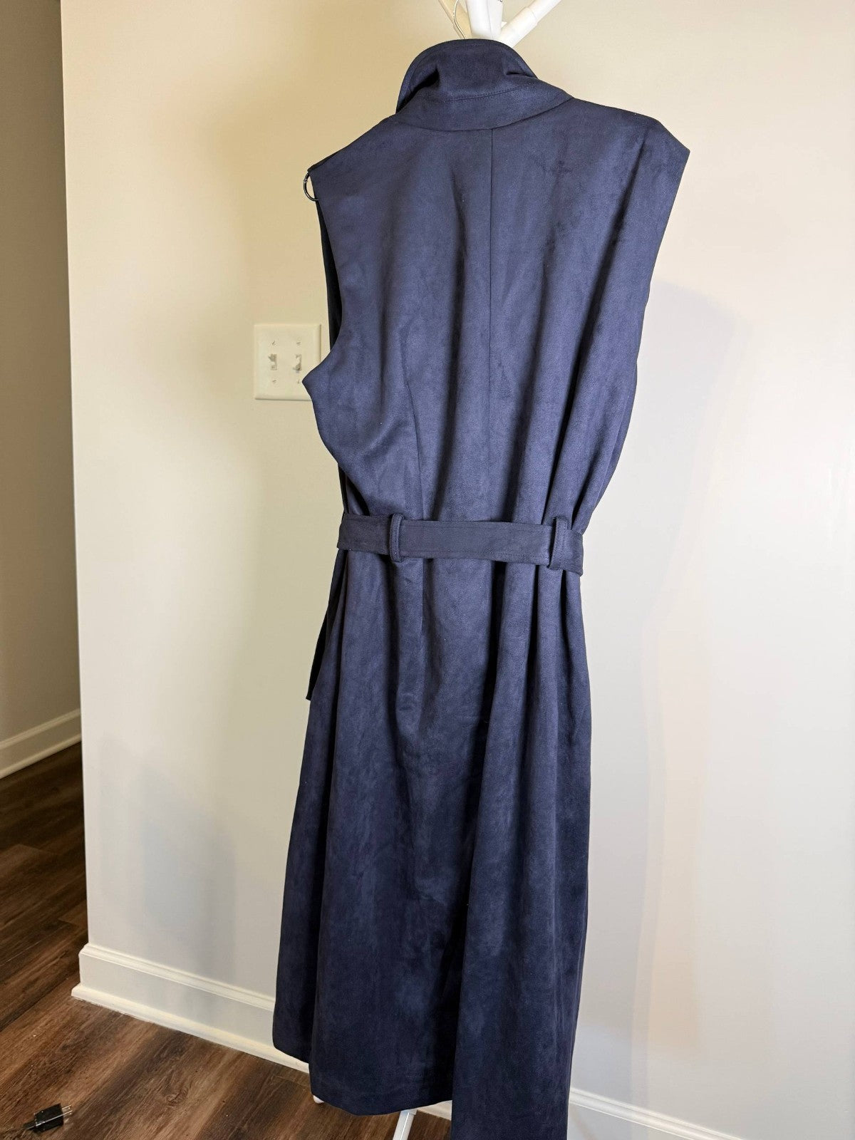 Julia Jordan Faux‑Suede Sash‑Belt Notch‑Lapel Dress – Navy – NWT – Sizes 2–16