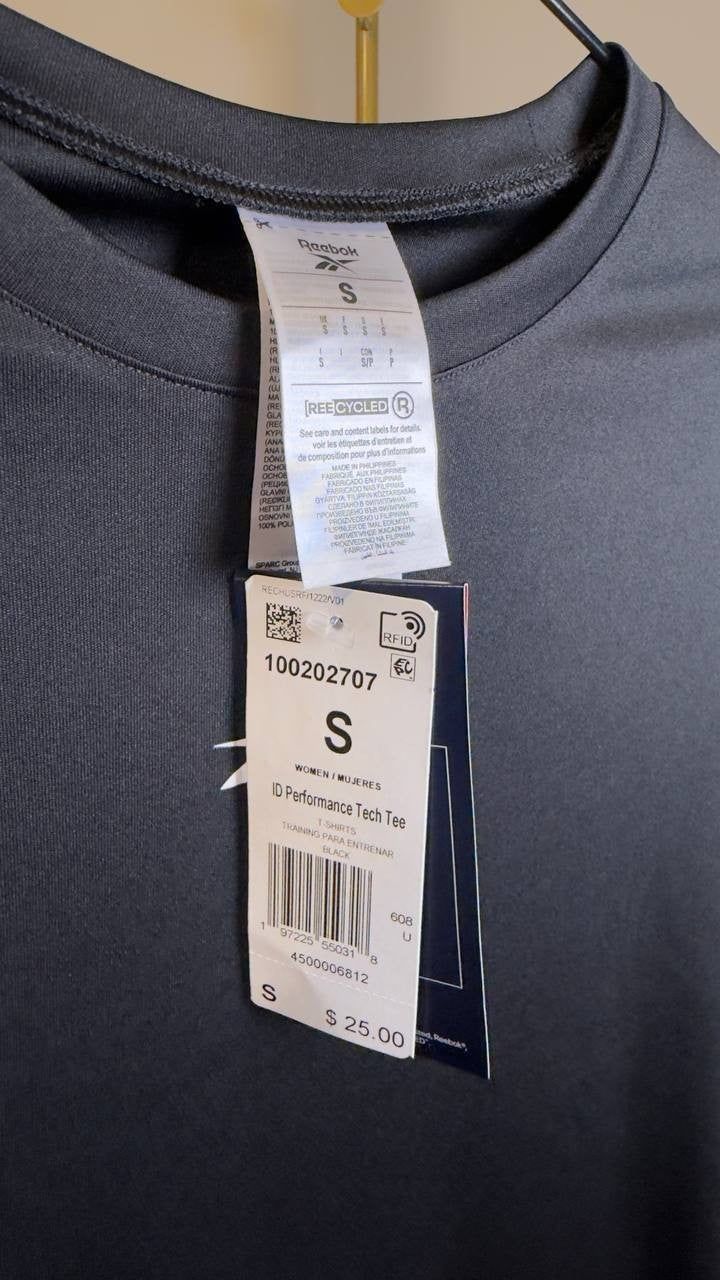 Reebok WOR Commercial Poly Tee Black S NWT $25