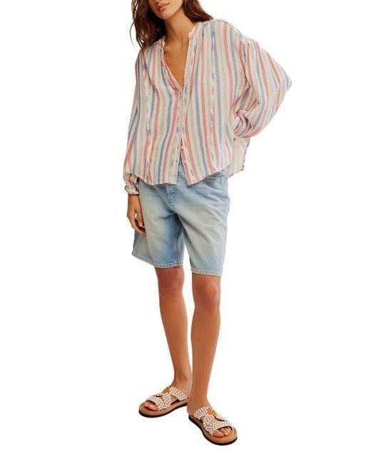 We The Free Valley Stripe Double Cloth Button‑Up Shirt – Ivory – S – NWT – $128