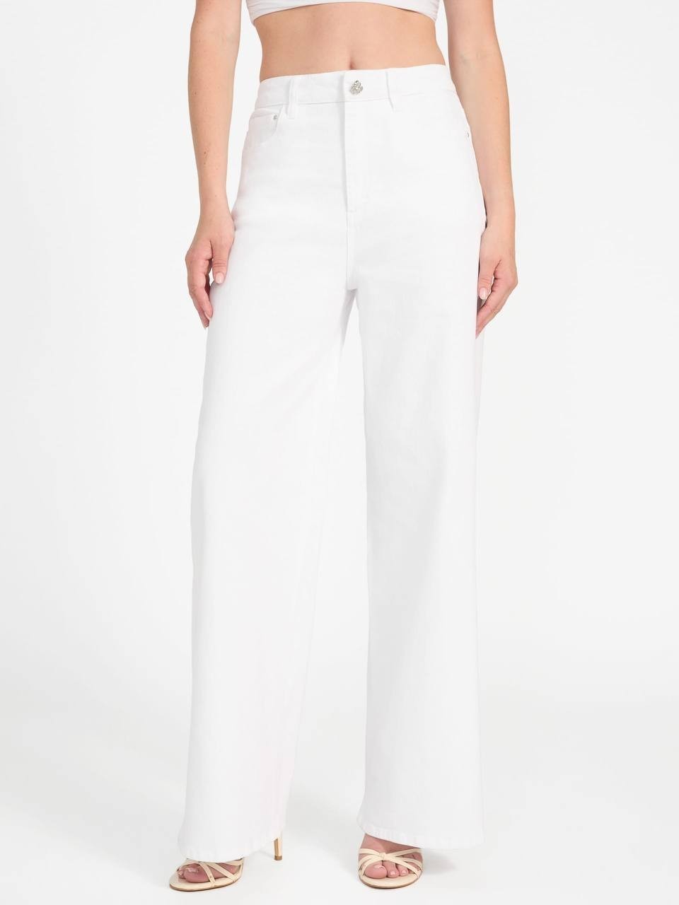 Guess Mardi Wide Leg Jeans Cotton White 24x32 NWT MSRP $138