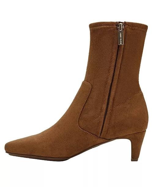 Anne Klein Dress Booties Walnut Man-Made Size 9M New in Box $119