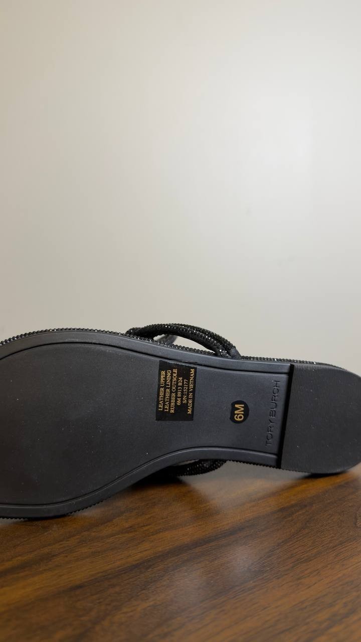 Tory Burch Thong Sandals Perfect Black 6 New $300.00