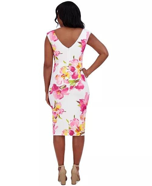 Eliza J Boat-Neck Sleeveless Floral Sheath Dress Floral 8 NWT $128