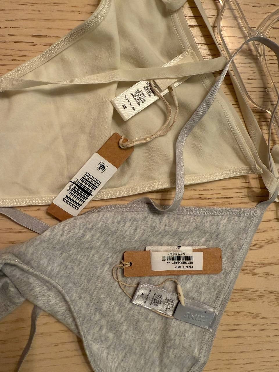 SKIMS Cotton Jersey Dipped Thong 2pk 4X Heather Grey &amp; Bone New with Tags