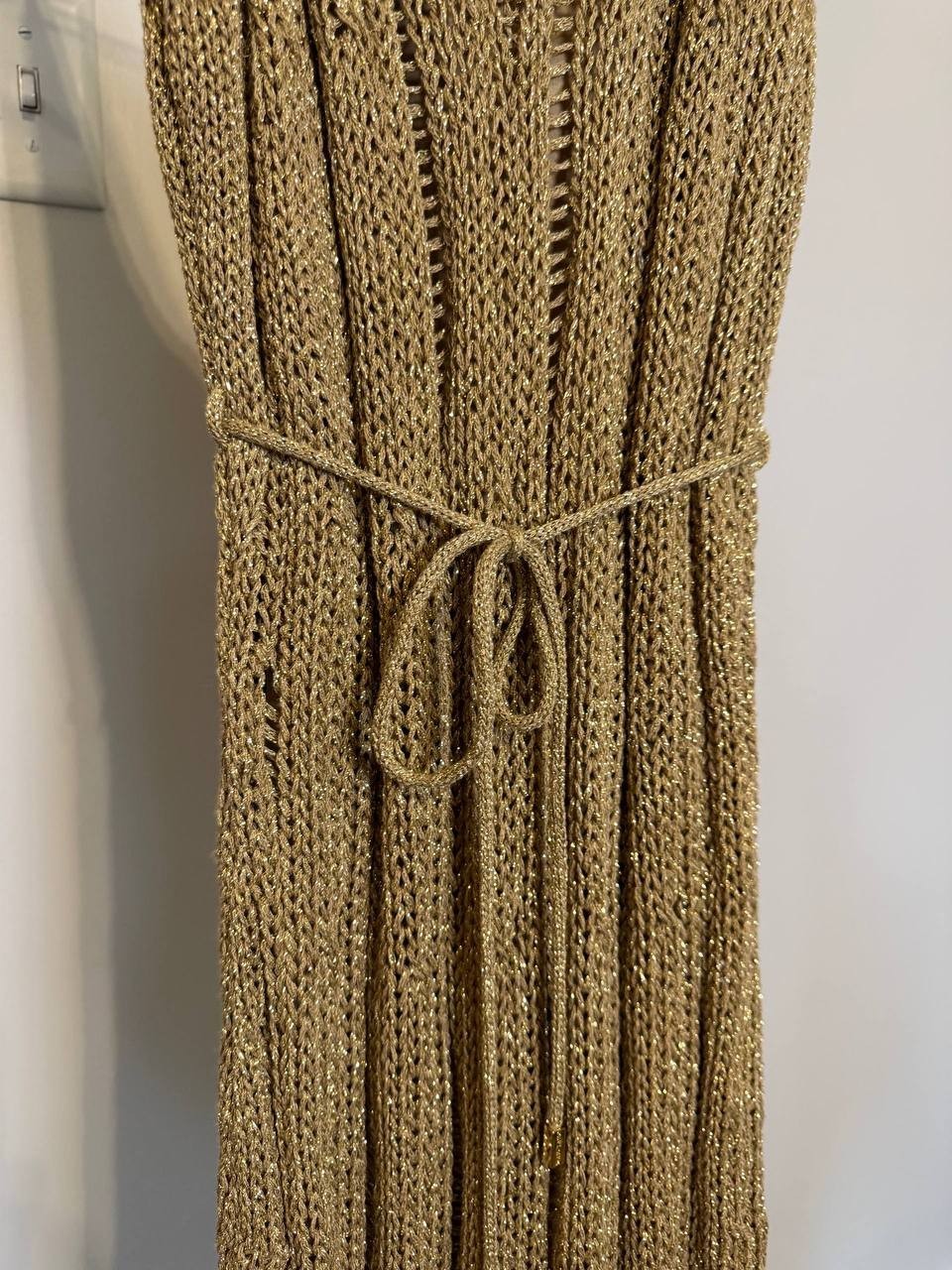 Marciano Lucky Lurex Net Maxi Dress – 10 – Gold – NWT – Flawed – $280