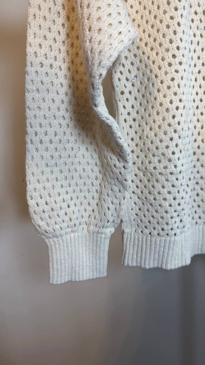 Sanctuary Women’s Airy Openwork Sweater White Macrame V‑Neck Size XL NWT damage