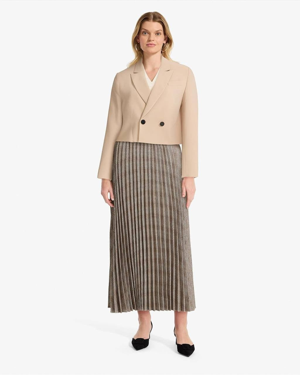 Anne Klein Double‑Breasted Twill Blazer Light Coffee 16 NWT $159