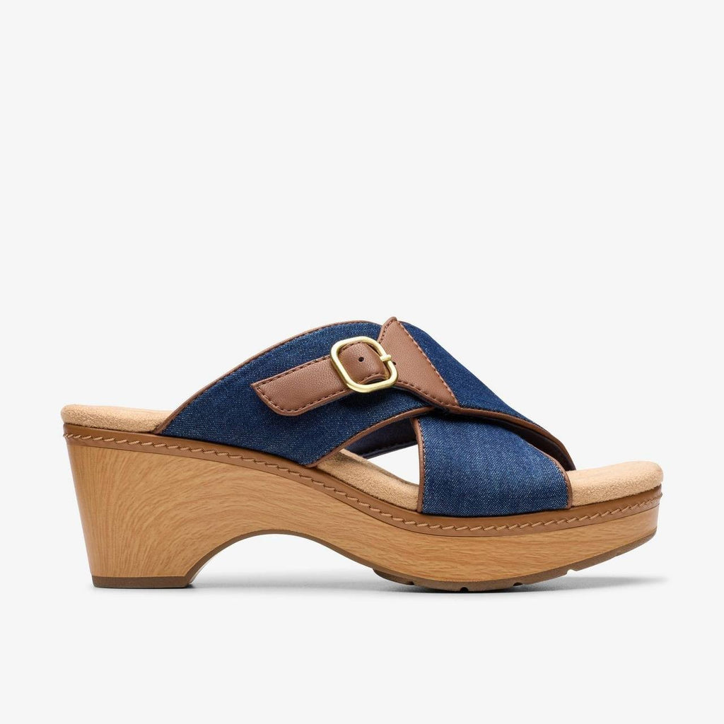 Clarks  Wedge  Sandals  Dark  Denim  9.5M  New  $105