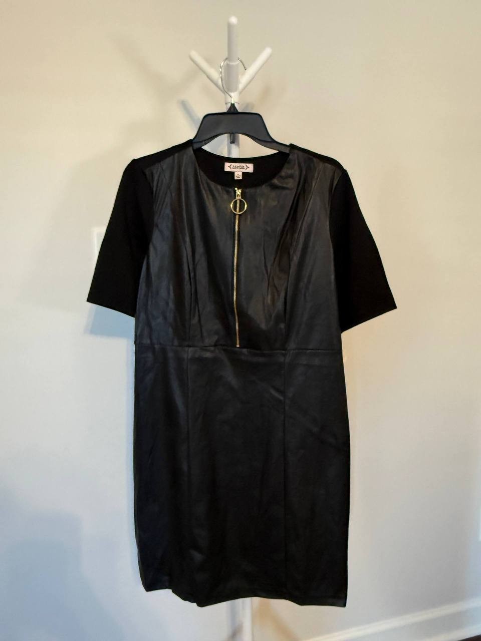 Nanette Faux Leather Zip‑Front Dress – Size 8 – NWT – $91