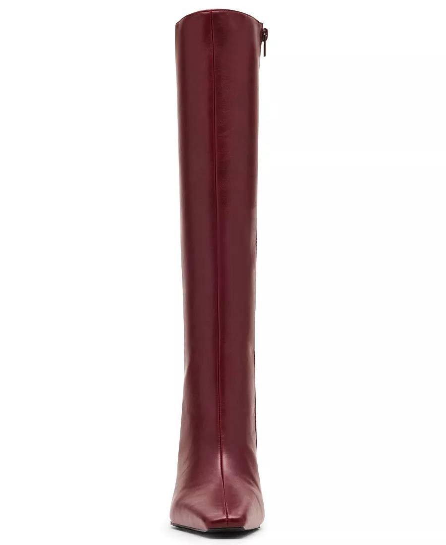 Madden Girl Voyage Boots 6 Bordeaux PU Knee‑High Square Toe Dress NIB msrp$99