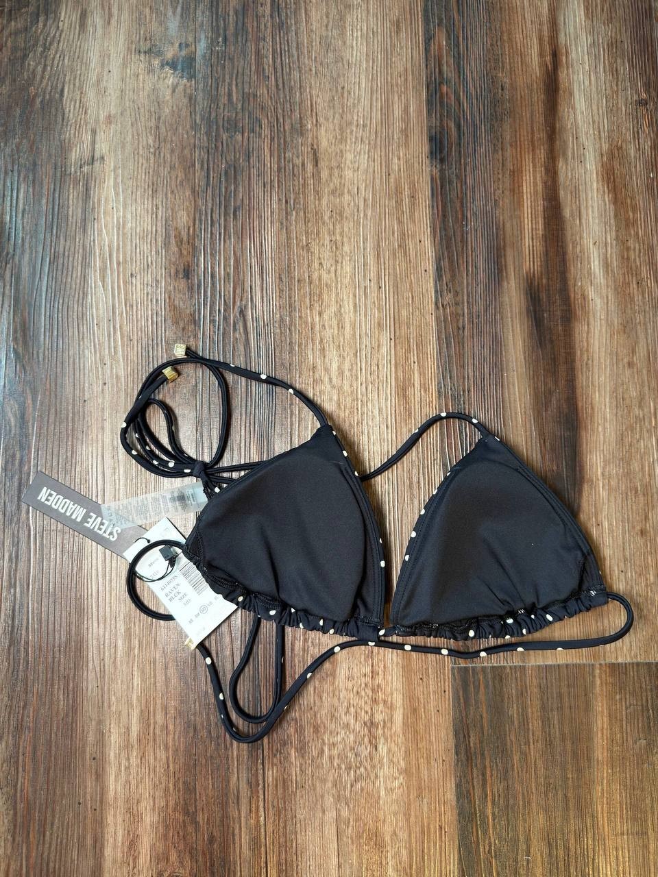 Steve Madden Triangle Swim Top Raven Black MD NWT $66