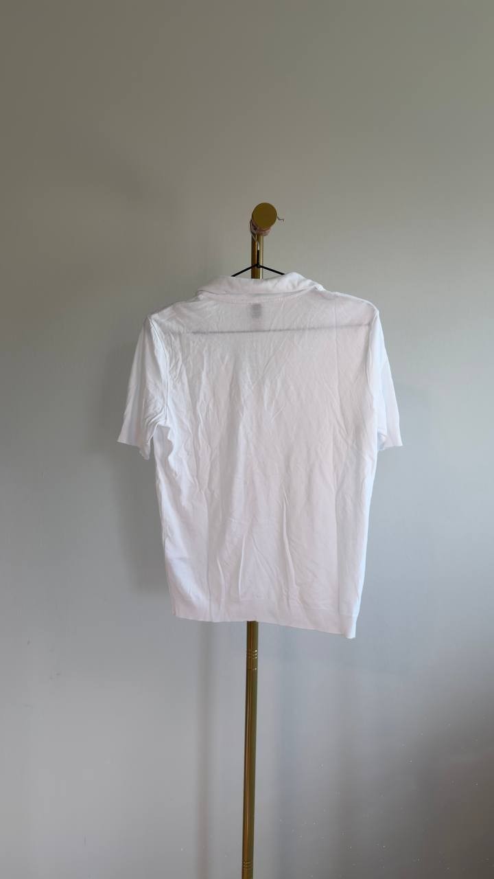 Calvin Klein Short Sleeve Collared Knit Top White Size S NWOT $69
