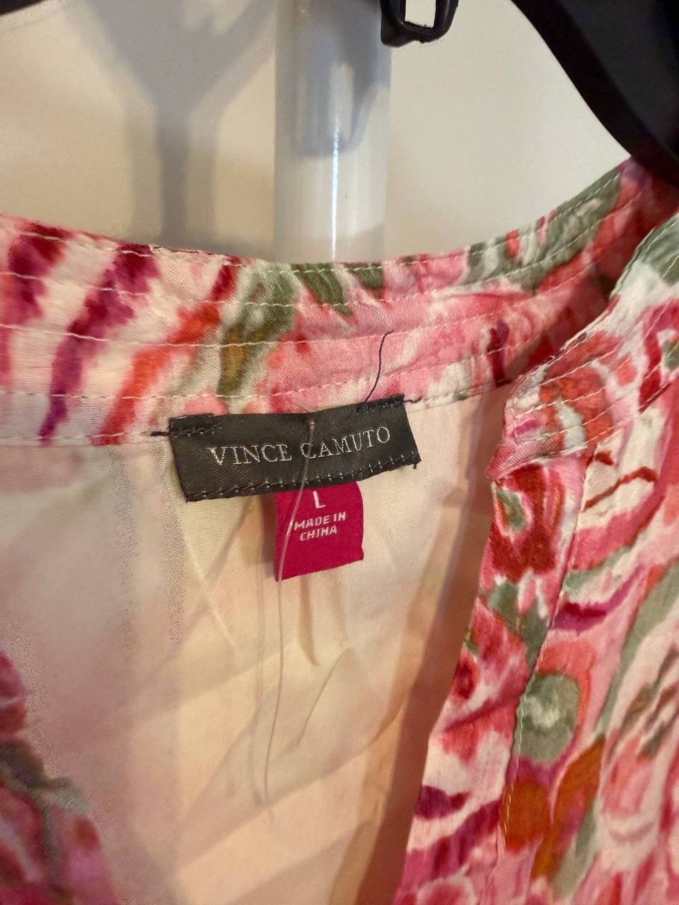 Vince Camuto Printed Puff‑Sleeve Maxi Dress – Size L – NWT – $109