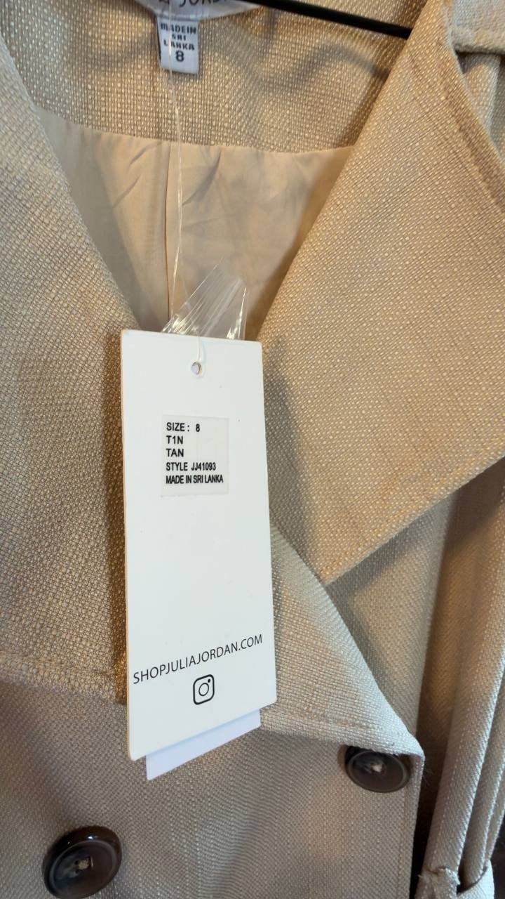 Julia Jordan Sleeveless A-Line Jacket Dress Tan 8 NWT $149