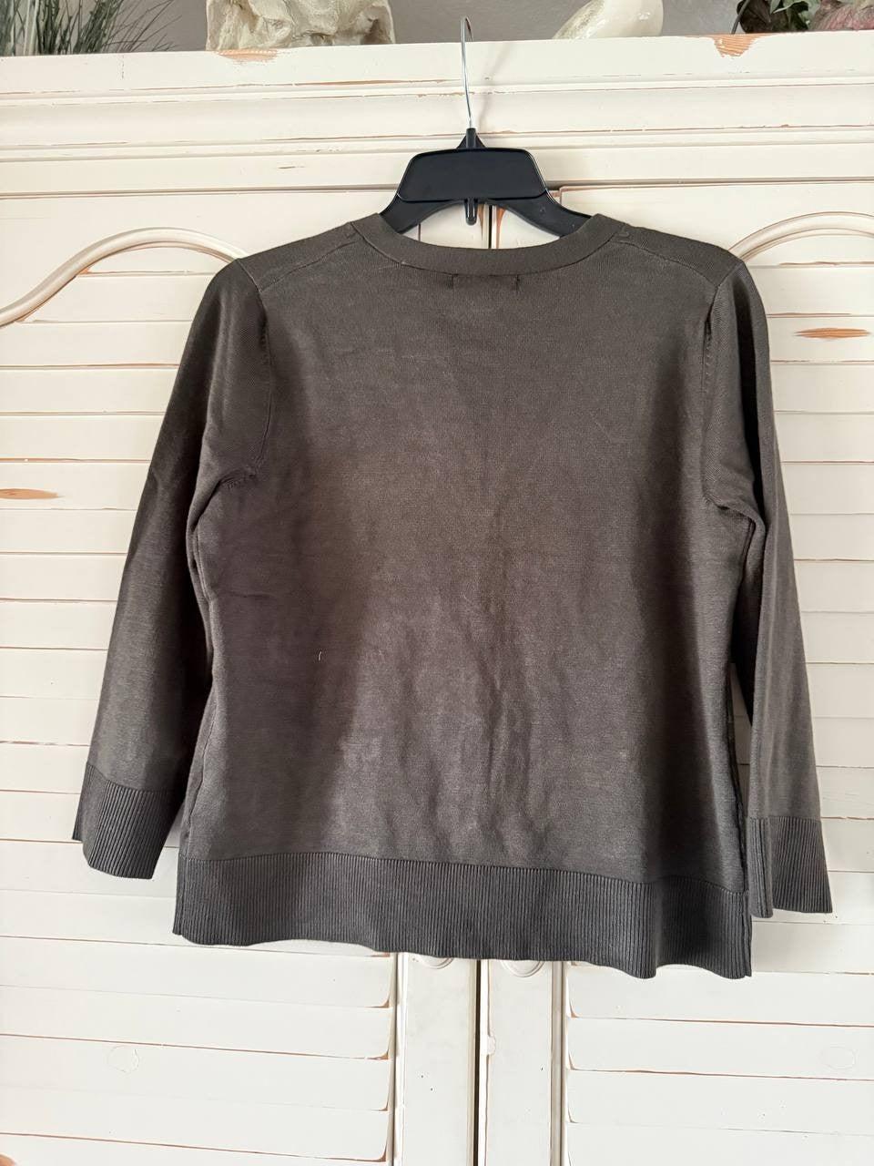 Melissa Paige V-Neck 3/4-Sleeve Cardigan Brown Size M NWT $46 – Classic Knit
