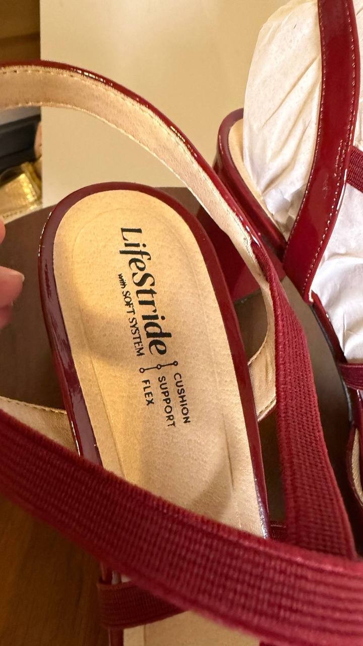 LifeStride Dark Cherry Faux Patent Slingback Pumps 11M NIB $69.99